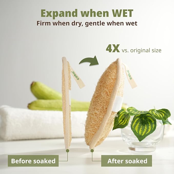 Natural Loofah Exfoliating Body & Facial Scrubber Set | 100% Plant-Based Shower Luffa Sponge for Deep Cleansing, Smooth & Glowing Skin | Bath Loofah for Women & Men