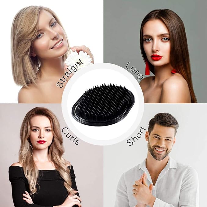 Rolybag Pocket Comb Hair Brush, 12 Count - Portable Hair Brush for Men, Women, and Pets, Creative Scalp Massage Brush Comb for Short and Curly Hair, Beards - Durable, Detangling, Softening