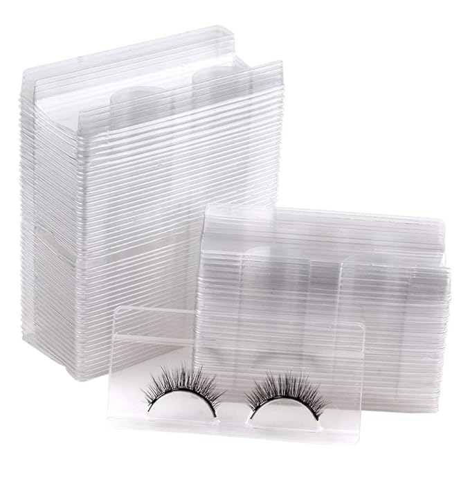 50 Pieces 25mm Rectangle Plastic Eyelash Trays Clear Lash Trays Holder Mink Lash Trays Eye Lash Tray for False Eyelashes Packaging Box Eyelash Storage Case Cosmetic Container Beauty Salons