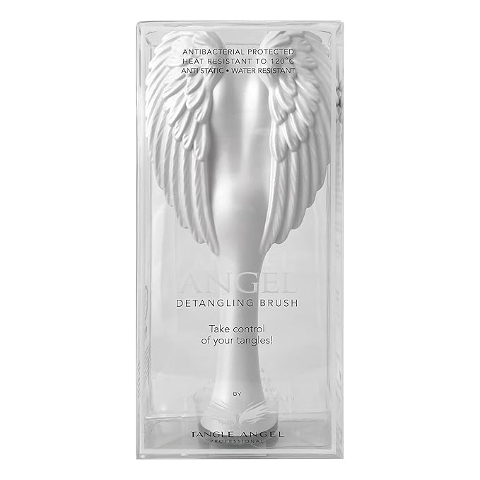 Detangling Hair Brush - Anti Static Angel Wing Hair Brush with Soft & Flexible Bristle for Straight & Wavy Hair - Tangle Angel Hair Detangler Brushes for Blow Drying & Shower - Matt White