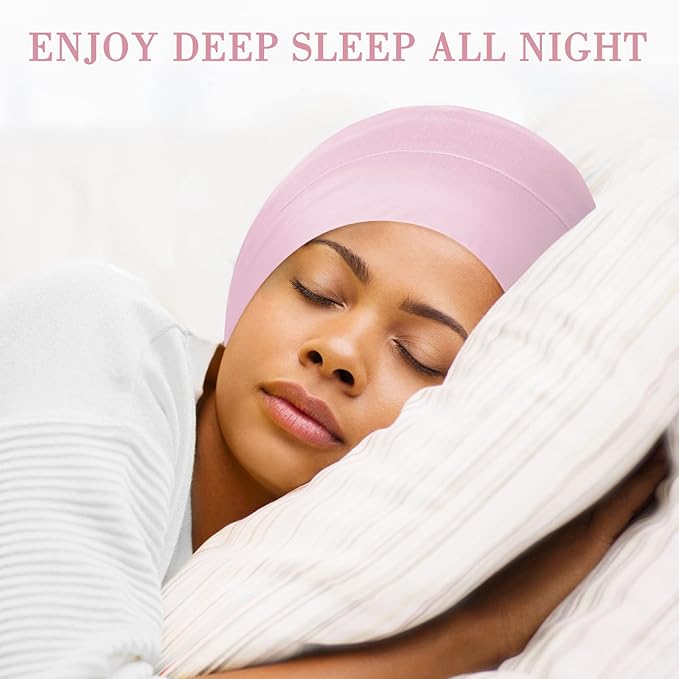 Fittia Satin Hair Bonnet for Sleeping, Silky No Frizzy for Curls Care, Adjustable Strap for Non-Slip, Dreadlocks Cap for Women&Men Pink