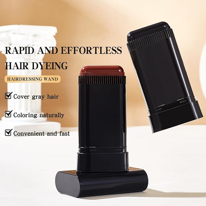 2-in-1 Hair Color Stick & Comb, Long-Lasting Waterproof Color,Sweat-Proof, Quick Root Touch-Up, Coloring Tool – For Women & Men (Brownish Black-2PCS)