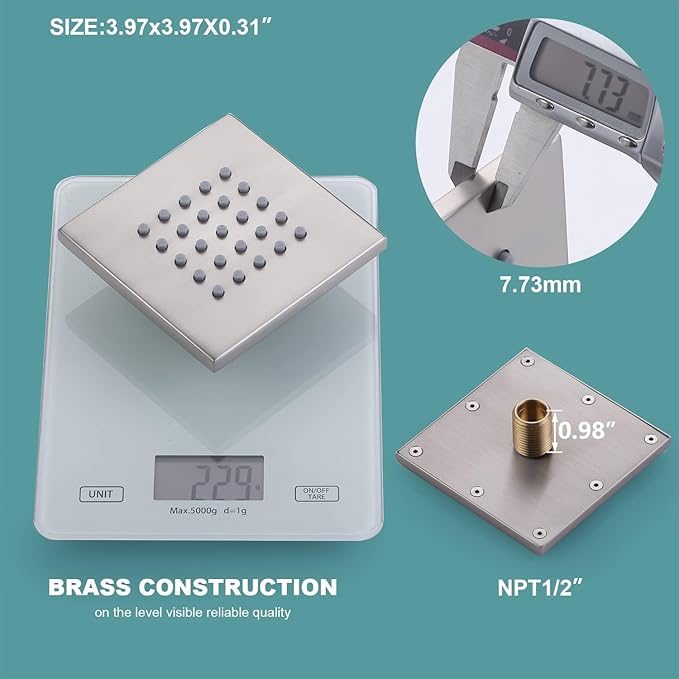 Brushed Nickel Shower Jet 4 inch Wall Mount Body Massage Body Jet, 1 PCS