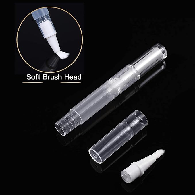 40 Pieces 3 ml Empty Cuticle Oil Pen Containers, Empty Nail Oil Pen Containers, Transparent Twist Pens with Brush Tip, Cosmetic Lip Gloss Containers, with 3 Stickers