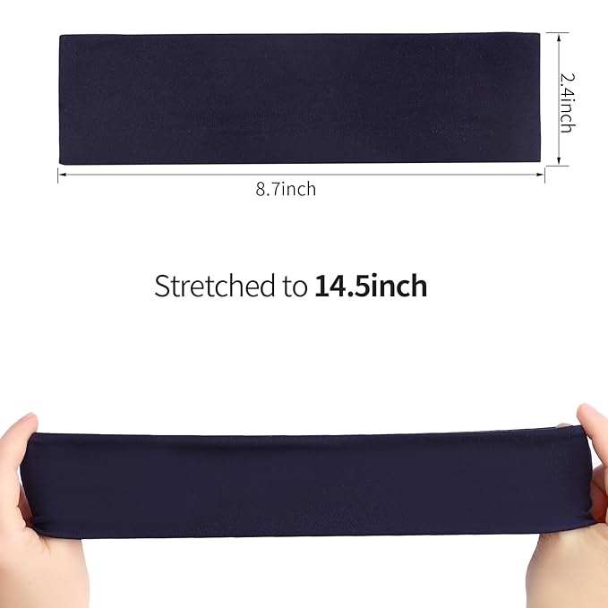 8 Pack Sport Headbands for Women, Elastic Soft Fabric Non-Slip Hair Bands Hair Warp for Daily Workout Yoga Running Sports, Combo 12