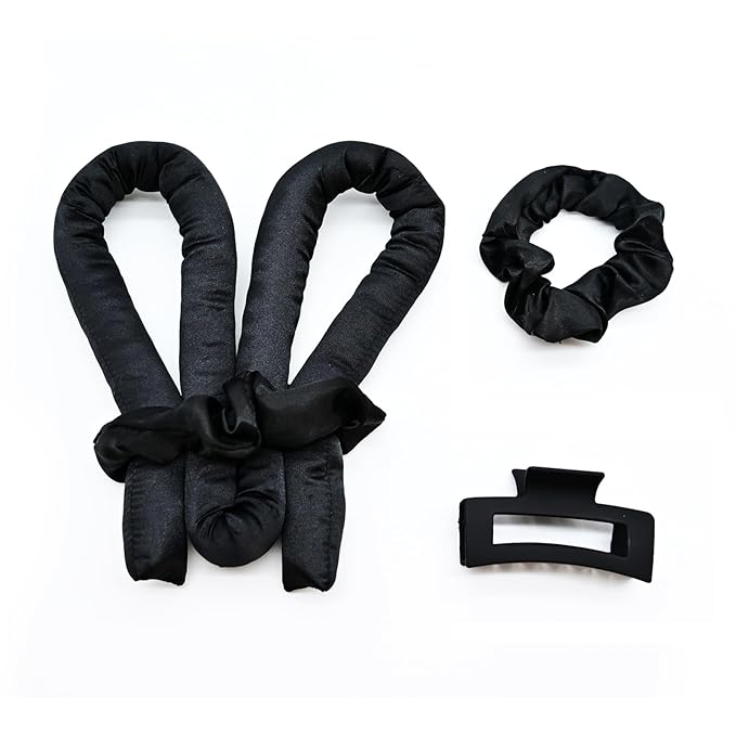 Heatless Hair Curler Set, Satin Hair Rollers to Sleep In with 2 pcs Scrunchies and 1 pc Clip,No Heat Curlers Curling Rod Headband for Women & Girls