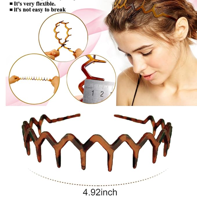 Zig Zag Headband for Women Men Comfortable & Wide Headbands for Yoga Gym Washing Face Workout Daily Use Classic 90s Plastic Hair Bands for Girls Teens | Cute Fashion Hair Accessories Gift & Valentine