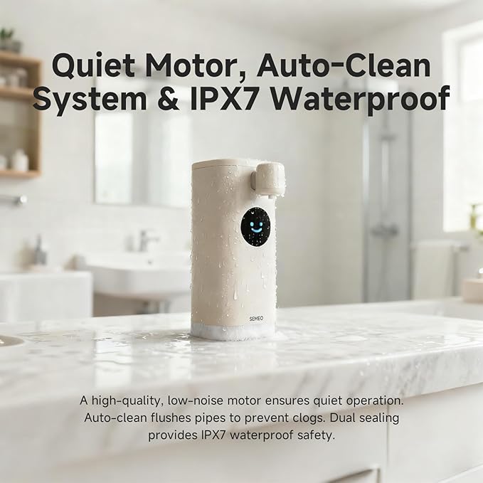 Automatic Foaming Soap Dispenser 350ml Touchless - Smart Hand Soap Dispenser with LED Smile Timer, Type-C Rechargeable 180-Day Battery, IPX7 Waterproof, Wall Mounted for Bathroom & Kitchen