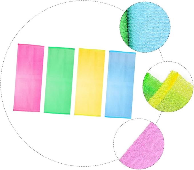 4pcs Exfoliating Bath Towel Back Washer Exfoliating Back Scrubber Back Scrubber Brush Back Scrubber Strap Shower Scrubber Body Washer Scrubber Shower Back Scrubber Bath Scrubber, 91x30cm