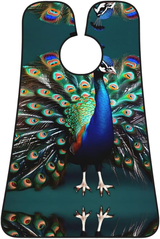 Beautiful Peacock Print Beard Bib Shaving Apron, Beard Hair Trimming Cape Gift For Dad