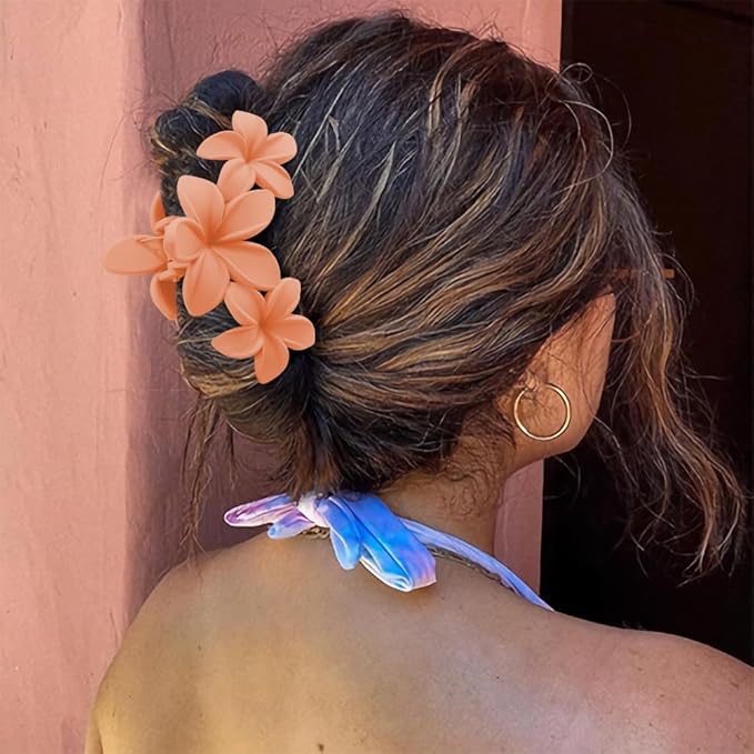 Ahoney 6PCS Flower Hair Clips for Women Strong Hold Nonslip, Big Flower Claw Clip for Thick Hair, Hawaiian Hibiscus Cute Hair Clips Beach Hair Accessories for Women Girls 09