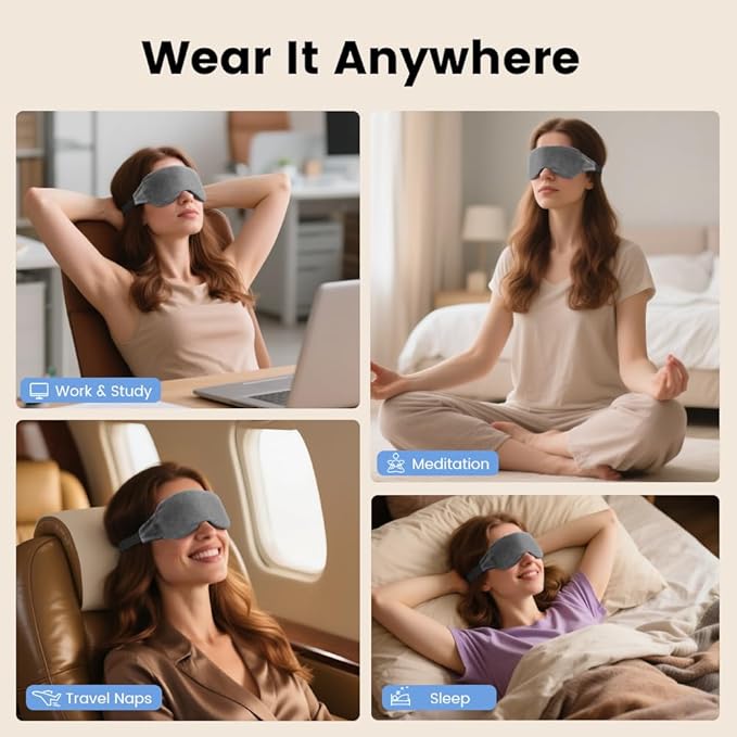 Heated Eye Mask for Dry Eyes, Steam Warm Compress for Dry Eyes, Work with Relieve, Blepharitis & Stye Treatment (Gray)