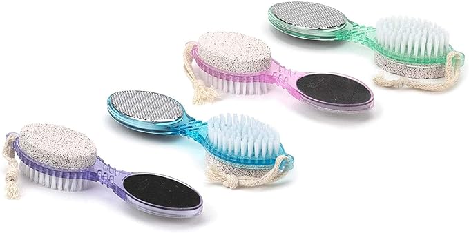 DecorRack (4 in 1) Pedicure Paddle Kit Tool with Pumice Stone for Feet, Foot Hand Toe Nail Cleaning Brush, Metal File and Emery Board, Manicure Foot Rasp Callus Remover Pedi Set (Random Color, 1 Pack)