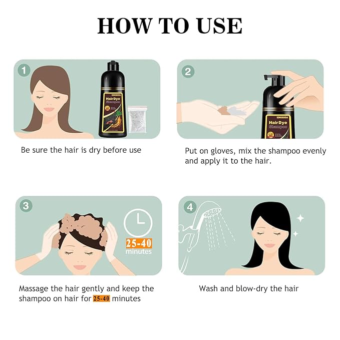 Dark Brown Hair Dye Shampoo 3 in 1 for Gray Hair, Long-lasting & Natural Hair Color Shampoo, Herbal Ingredients Natural Shampoo Hair Dye Effect in Minutes, Gifts for Men Women 500ml