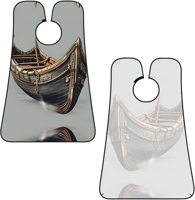 Old Viking Boats Print Beard Bib Apron For Men, Beard Hair Catcher For Men Shaving Trimming,Beard Cape Cloth