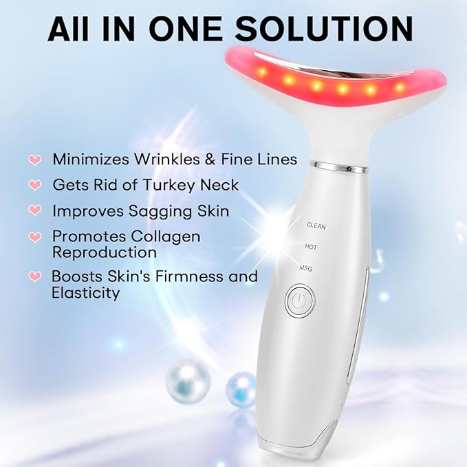 LATME Facial Massager,Neck Face Massager Tool,3 Mode Massage with Heat,Portable Beauty Instrument for Skin Care Women Gift