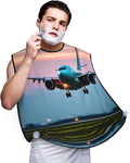 Airplane In The Evening Lights Print Beard Bib Apron For Men, Beard Hair Catcher For Men Shaving Trimming,Beard Cape Cloth