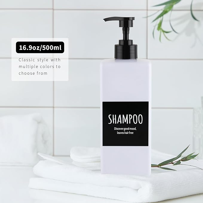 Shampoo and Shower Soap Dispenser - Shower Soap Dispenser -16.9 Fluid Ounce Set, 3 Plastic Bottles - Black Pump - Conditioner Dispenser, Suitable for Bathroom and Kitchen Soap Dispensers