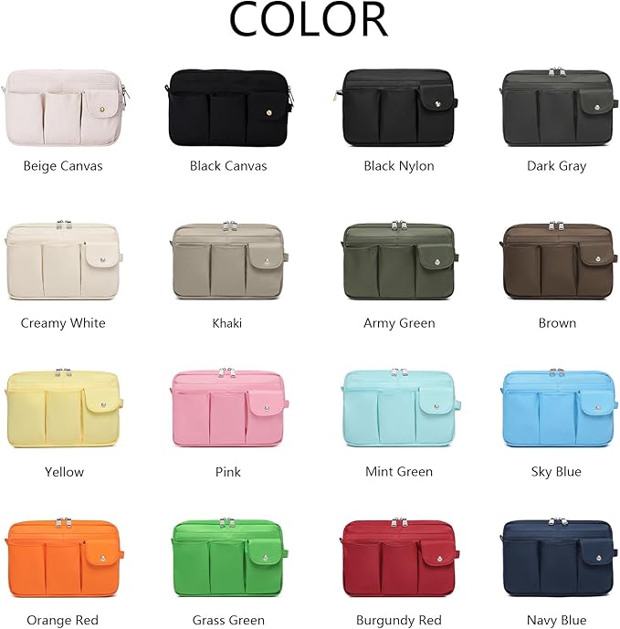 Storage Bag-arge Cosmetic Bag for Women Travel Makeup Bag Zip Up Bag Pure Cotton Canvas Can be Suspended (Sky Blue)
