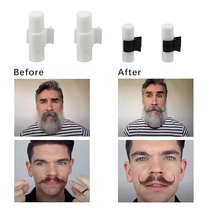 Flylin Handlebar Mustache Training Wheels, 2 Pair Handlebar Beard Shaping Tool Portable Mustache Curler for Men, Mustache Styling Template Shaping Tool Gifts for Father Boy Husband Boyfriend (M/L)