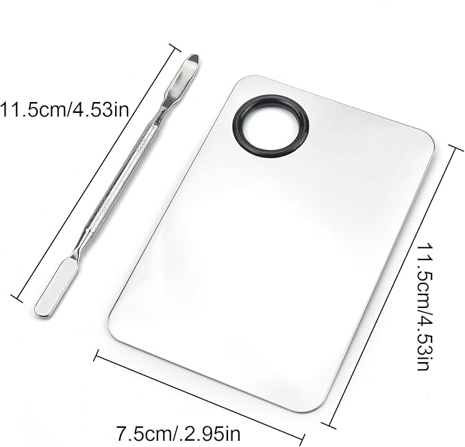 Makeup Mixing Palette, Stainless Steel Makeup Palette, Professional Cosmetic Mixing Makeup Palette Spatula Makeup Artist Tool (Small)