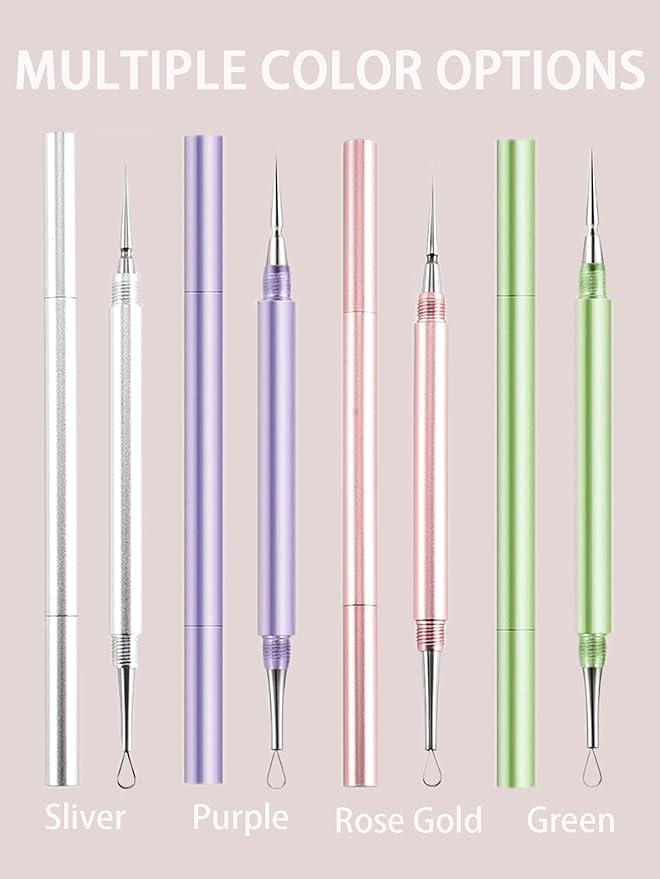 2-in-1 Professional Stainless Steel Acne Removal Needle, Whitehead&Blackhead Remover Tool, Pimples Comedone Extractor Removal Tool, Double Ended Needle with Cap Removal for Nose Face Tools(Rose Gold)