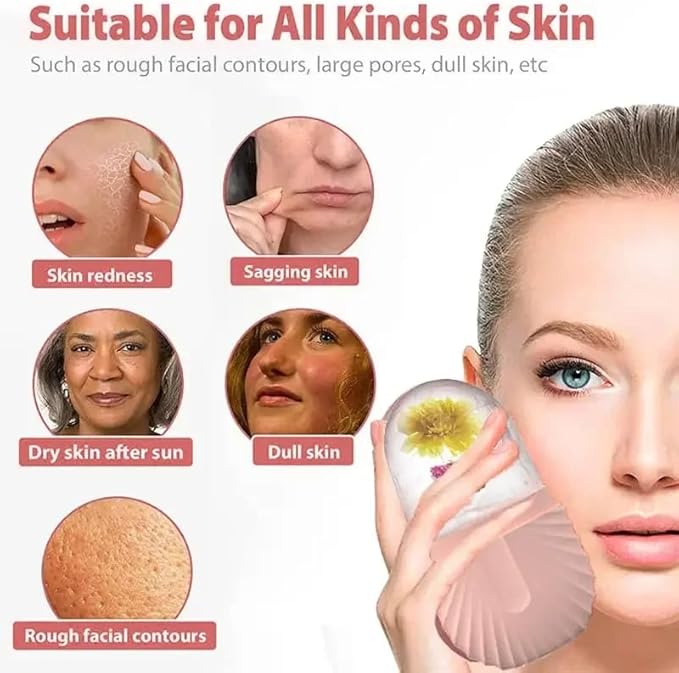 Silicone Ice Roller Globes for Face and Under Eyes with Stainless Steel Gua Sha Tool, Reusable Cooling Facial Massage Wand Set for Puffiness, Sculpting and Skin Refreshing