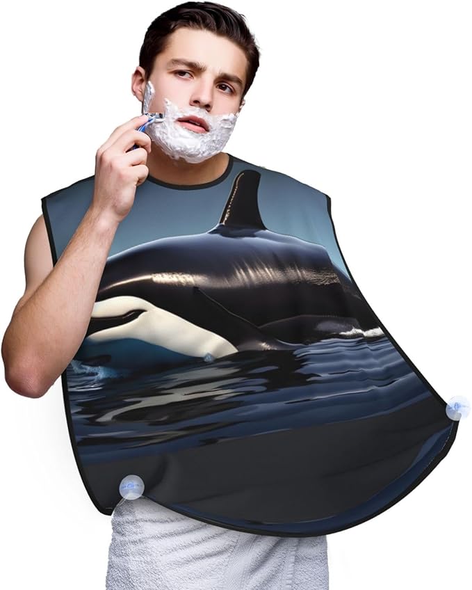 Beautiful Peacock Print Beard Bib Shaving Apron, Beard Hair Trimming Cape Gift For Dad
