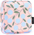 MAANGE Small Makeup Bag for Purse, Portable Cosmetic Bag, Mini Makeup Bag with Slip-in Pockets, Cute Make Up Bag, Pouches for Purse Women (Pink Plants)