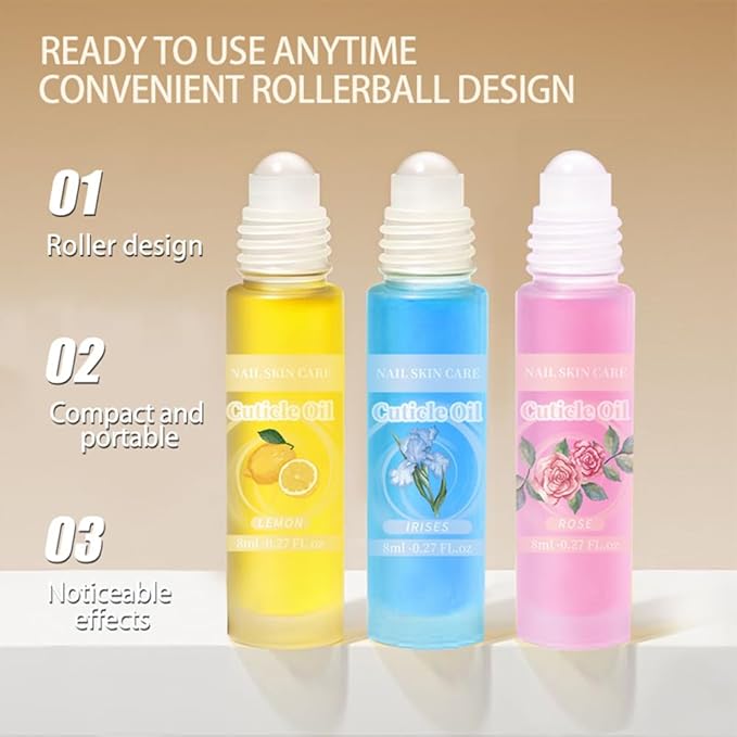 8ml/0.27 FL.oz Cuticle Oil Roller Nourishing Moisturizing Roll On Cuticle Oil for Convenient Portable Nail Rollerball for On the Go Hydration and Care(Lemon&Green Tea)