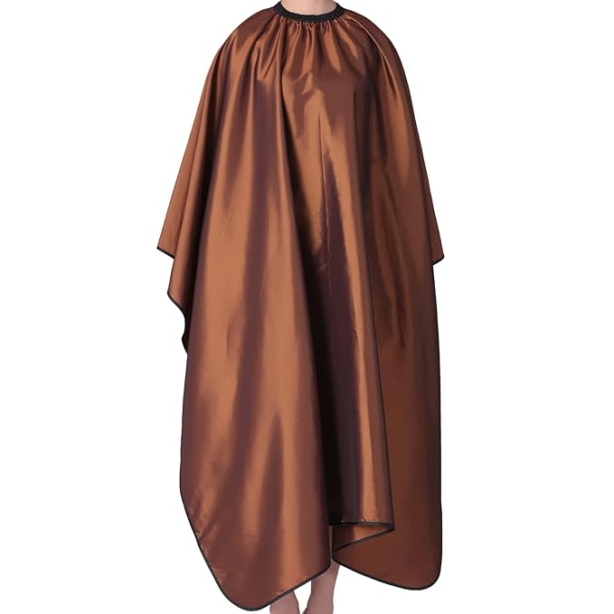 Barber Cape, Professional Hair Salon Cape with Adjustable Metal Clip, Shampoo Hair Cutting Cape for Barbers and Stylists - 55 x 63 inches (Brown)