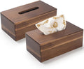 Tissue Box Cover Rectangle, Wood Tissue Box Holder, Wooden Facial Paper Holder for Bathroom, Bedroom, Dinner Table, Office (2 Pack, 9.8 x 5.5 x 3.7 inch)