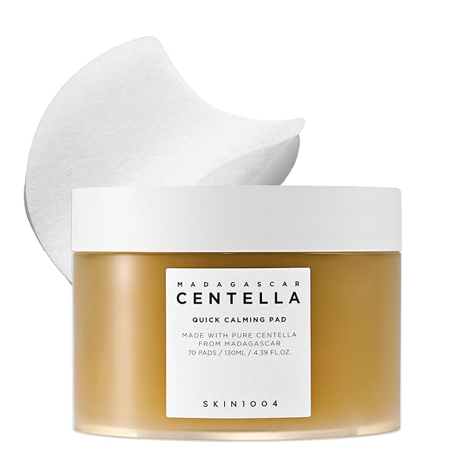 SKIN1004 Centella Quick Calming Pad, 70 Pads, Korean Face Toner Pad with Madagascar Centella Asiatica & Hyaluronic Acid, Hydrating & Soothing Facial Toner Pads for Gentle Exfoliation, Korean Skin Care