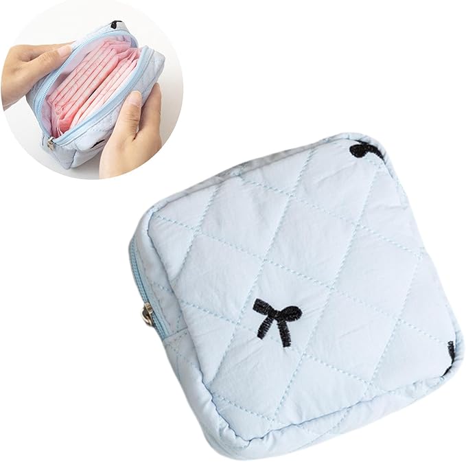 Storage Bags，Butterfly Knot Sanitary Pad Storage Organiser Portable Feminine Hygiene Holder Tampon Organiser for Travel and Daily Use