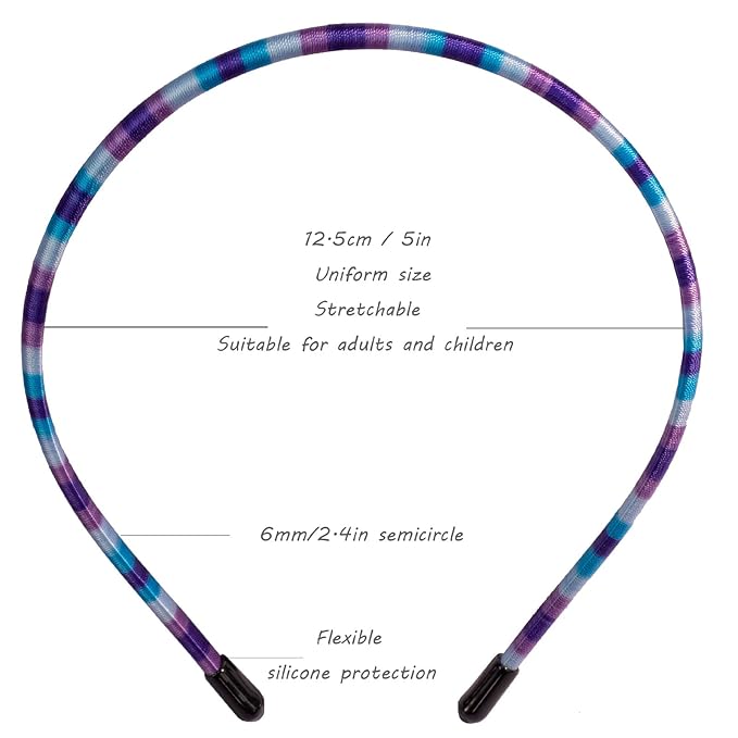 minihope Skinny Multicolor Headbands - Assorted Colors for All Hair Types - Instant Style, Pain-Free Wear - Durable, Adjustable, 4 Pack - Women, Men, Boys, Girls.