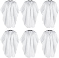 Jeyiour 6 Pieces White Barber Cape Professional Hair Cutting Salon Cape with Adjustable Snaps for Haircuts Coloring Adults Women Men Shampoo, 55 x 47 Inches