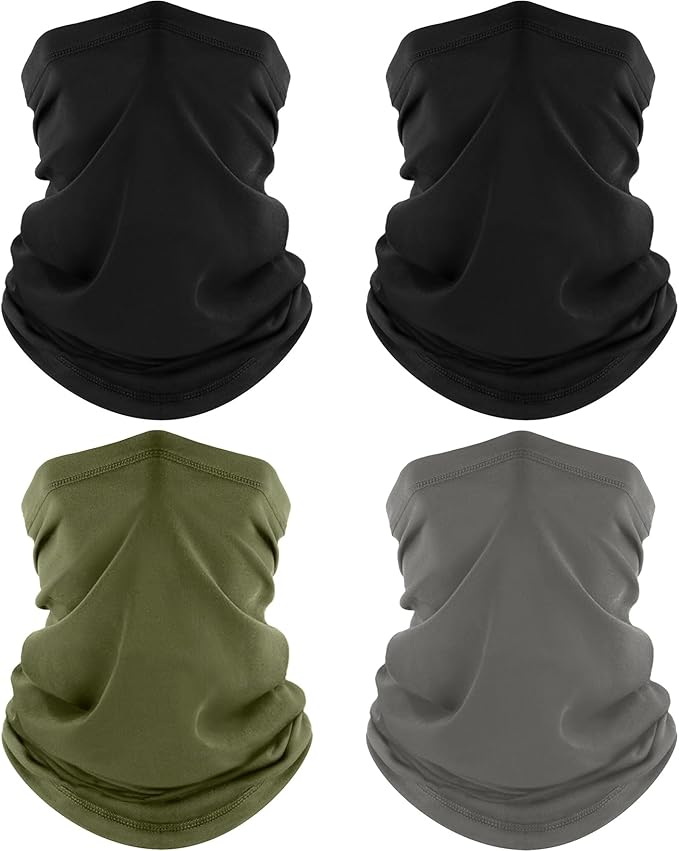 4 Pack Neck Gaiter, Cooling Breathable Face Mask UV Protection Scarf Hiking Bandana for Men/Women