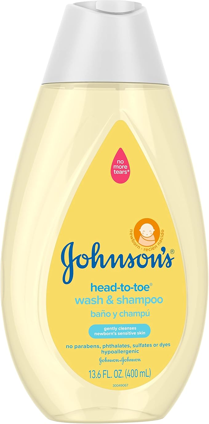Johnson's Baby Head-To-Toe Baby Wash & Shampoo Aloe & Vitamin B5 2in1 Bath Wash Gently Cleanses Newborn's Delicate Skin & Hair/Hypoallergenic/No Added Parabens/Dyes & Sulfates 13.6 fl. Oz (Pack of 2)