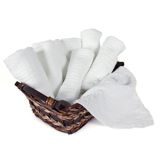 Body Linen Muslin Facial Cloths for Professional or Home Use. Super Soft 100% Cotton Muslin Weave. Perfect for Applying, Covering and Removing Facial Moisturizers and Creams - 8 Pack