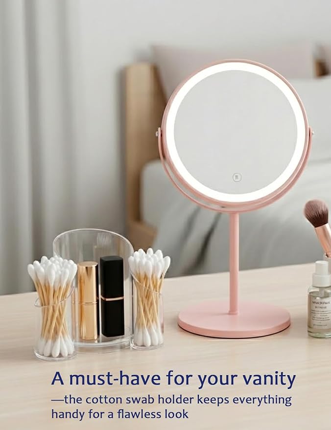 Clear 3-Compartment Vanity Organizer & Cotton Swab Holder - Small Plastic Storage Box for Jewelry, Floss Picks & Hair Accessories - Open Front Countertop Display
