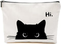 Cute Cat Makeup Bag, Kitty Canvas Cosmetic Bags Zipper Pouch Travel Toiletry Bag, Black Cat Gifts for Women Girls Daughter Sisters Coworker Friends Christmas Thanksgiving Birthday Gifts