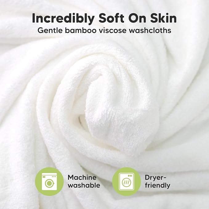 6-Pack Baby Washcloths - Soft Absorbent Viscose from Bamboo Wash Cloths for Babies, Kids, Toddlers, Infant, Newborn Bath Towels, Gentle on Sensitive Skin, 10x10 Reusable Face Towels (Mellow)