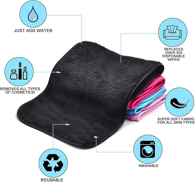 UWEME Makeup Remover Cloths 4 Count: Microfiber Reusable Fast Drying Washcloth, Face Towels for Women