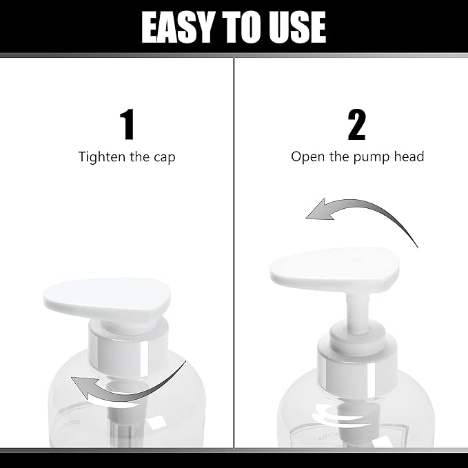 3pcs Refillable Shower Dispensers - Clear Shampoo & Soap Bottles with Pumps, 16.9oz