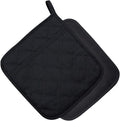 2Pcs Cotton and Neoprene Oven Pads Pot Holders with Pocket 8"x8.5" Dual-Function Hot Pad Set for Finger Hand Wrist Protection Heat Resistant to 428°F,Black