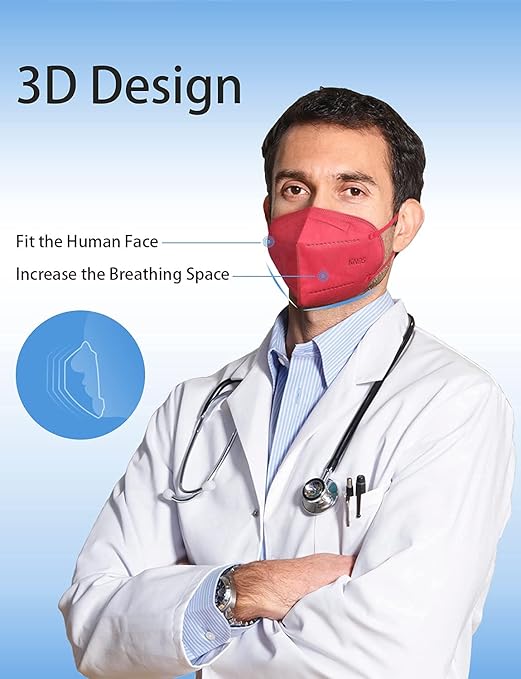 HUHETA KN95 Face Mask, 30 Pack Individually Wrapped, 5-Ply Breathable and Comfortable Safety Mask, Filter Efficiency Over 95%, Protective Cup Dust Masks Against PM2.5 (Multicolored Mask)