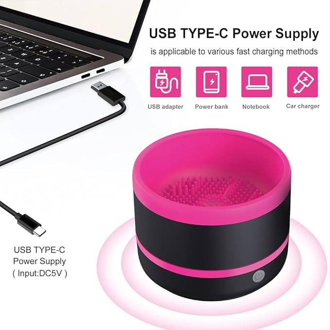 Pinkiou Makeup Brush Cleaner Machine, Electric Makeup Brush Cleaner IPX7 Waterproof USB Cosmetic Brush Cleaning Machine Suitable for All Size Beauty Makeup Brush Set