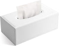 Tissue Box Cover, PU Leather Tissue Box Holder Rectangular Tissue Holders for Home/Office/Car Decoration 9.92"X5.51"X3.62" - White