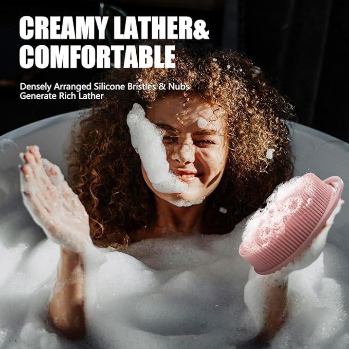 Silicone Body Scrubber Body Shower Bath and Shampoo Brush Shower Cleaning Gentle Exfoliating Use for All Skin Type Men & Women Black