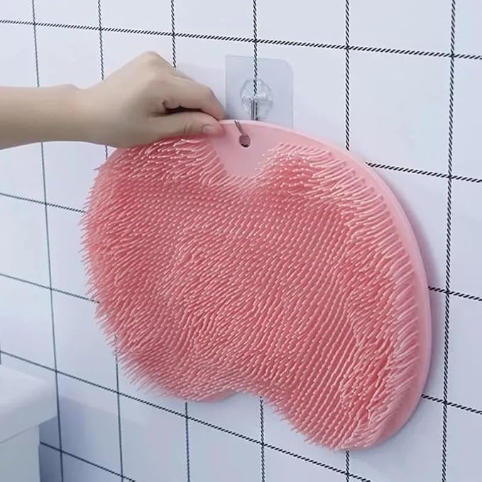 2 PCS Shower Foot & Back Scrubber Mat Hands Free Foot Massager Mat with Non-Slip Suction Cups for Use in Shower Cups Foot Cleaner for Men and Women